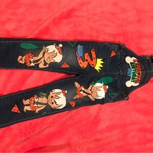 Novelty Dark Blue Kid’s Overall Jeans with Custom Cartoon Print (Kingston)